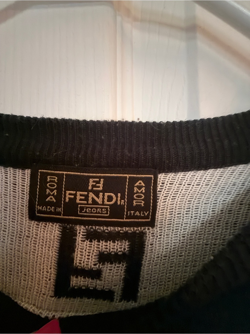 Fendi Black Crewneck Sweater with White FF Motif - Picture 3 of 7